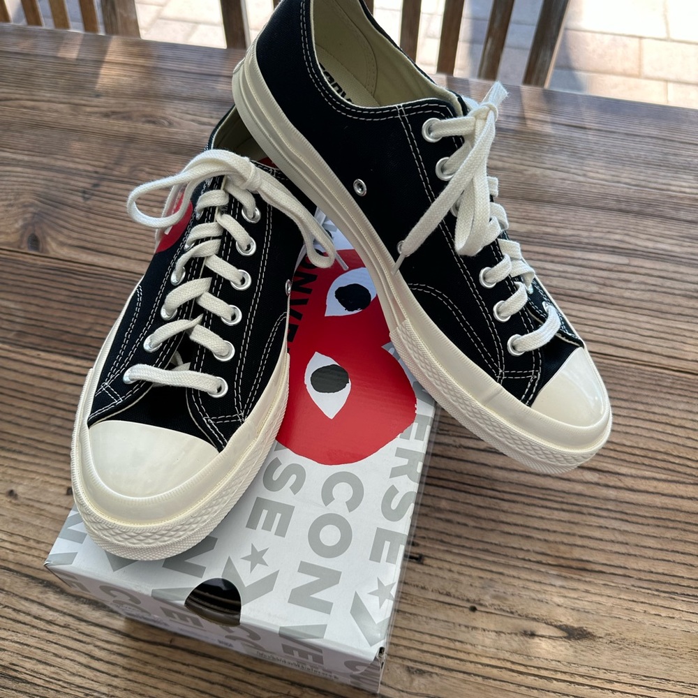 Converse Play by Comme de Garcones Classic black and white with an edgy red ♥️